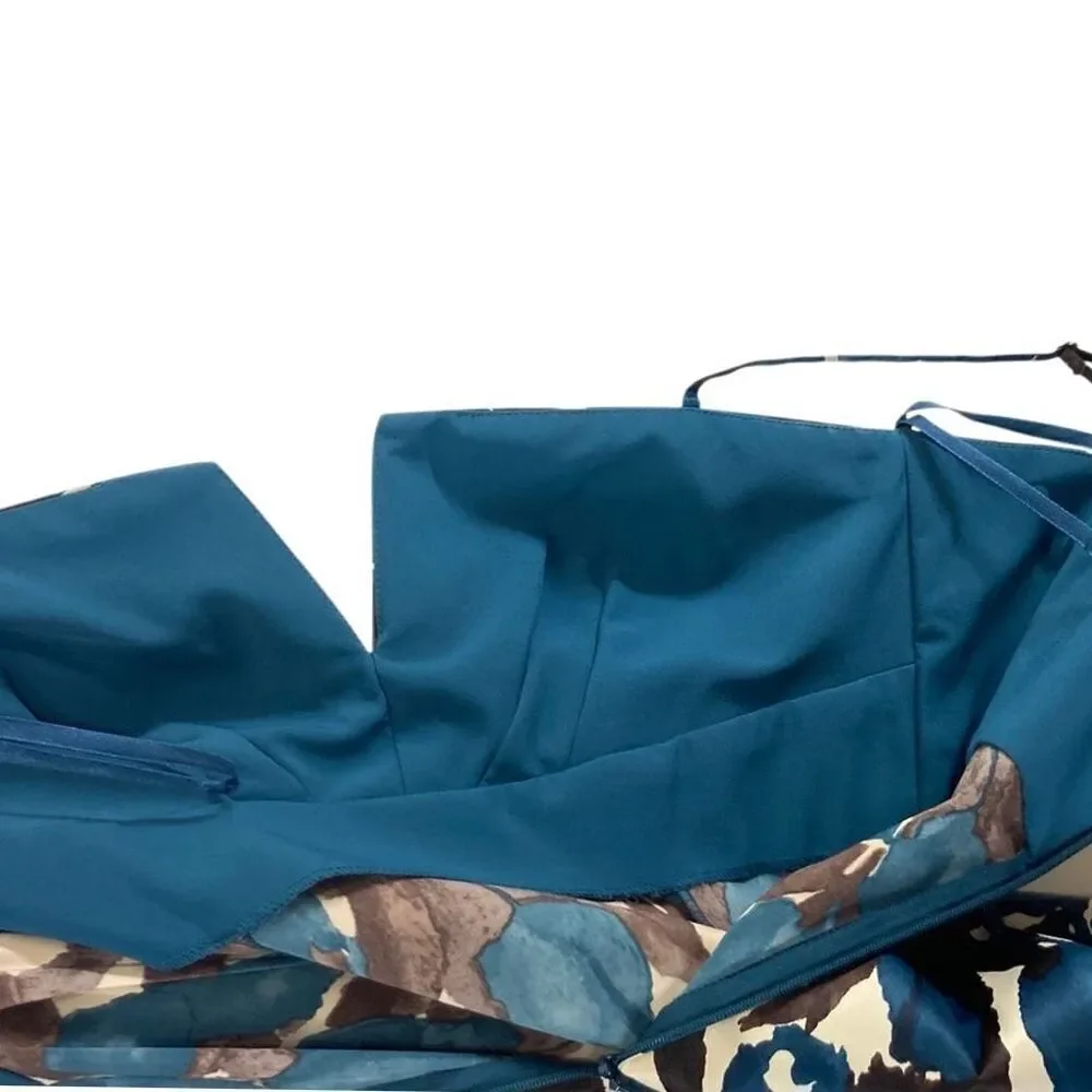 Donna Ricco 6 S Blue Brown Floral Gown Midi Dress Prom Evening Cocktail Wiggle - Picture 8 of 9